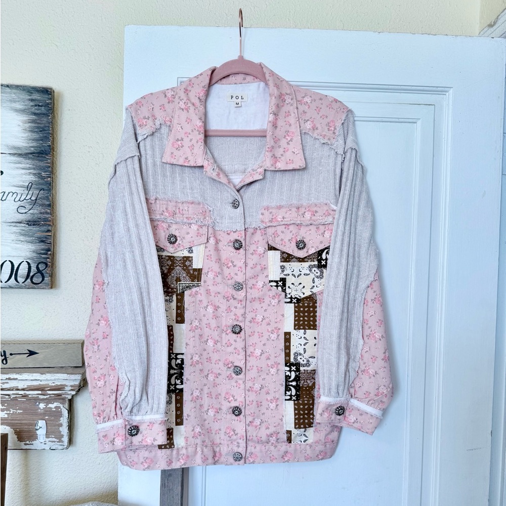 POL Pink and Brown Jean Jacket - Picture 1 of 7